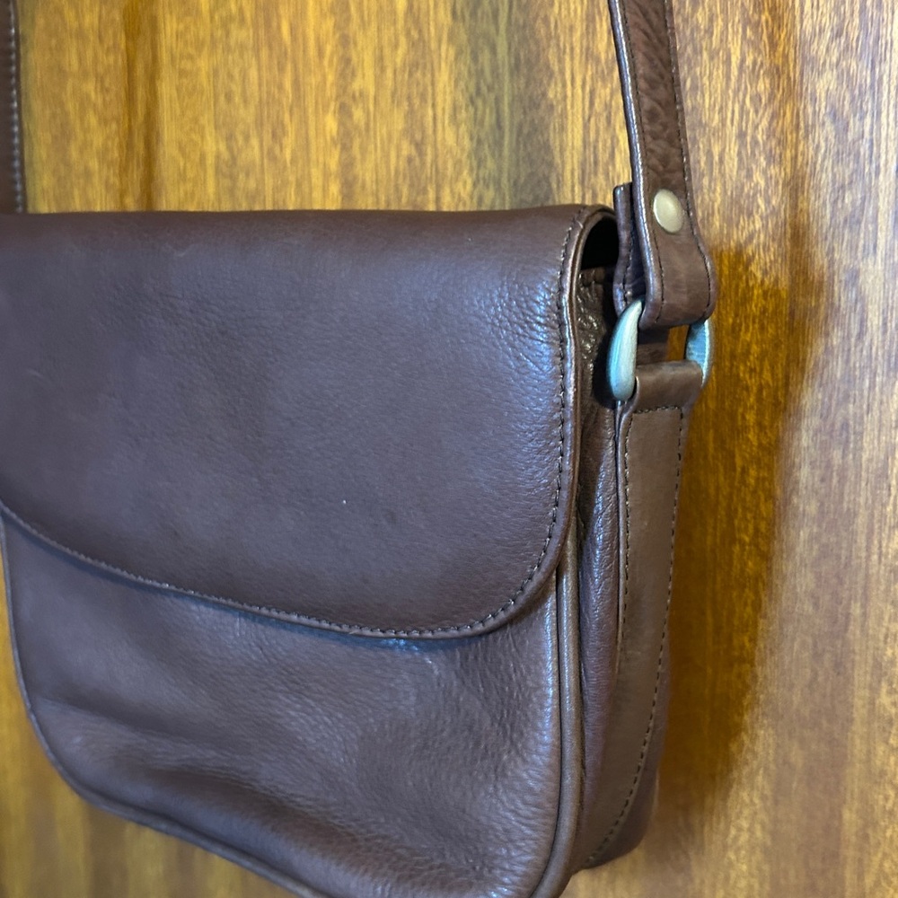 Vintage Genuine Leather Brown Saddlebag Shoulder Bag Crossbody Purse - Picture 3 of 7
